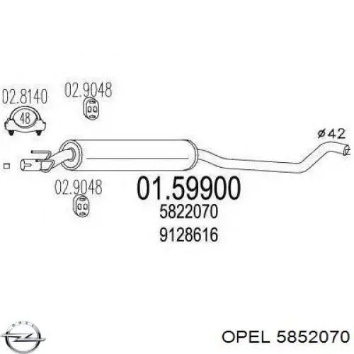 5852070 Opel глушник, центральна частина