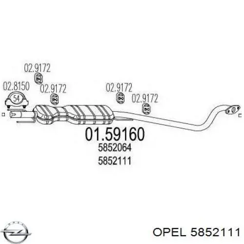 Купити 5852111 Opel Вихлопна труба