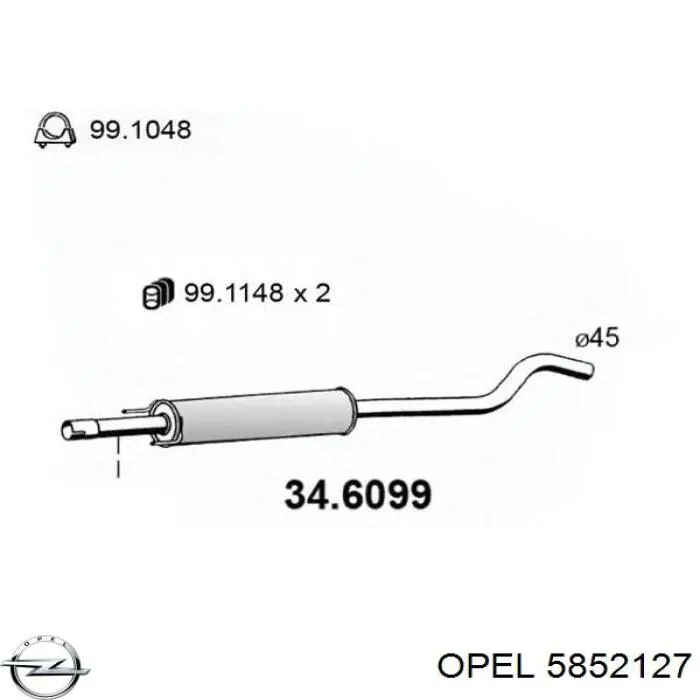 Купити 5852127 Opel Вихлопна труба