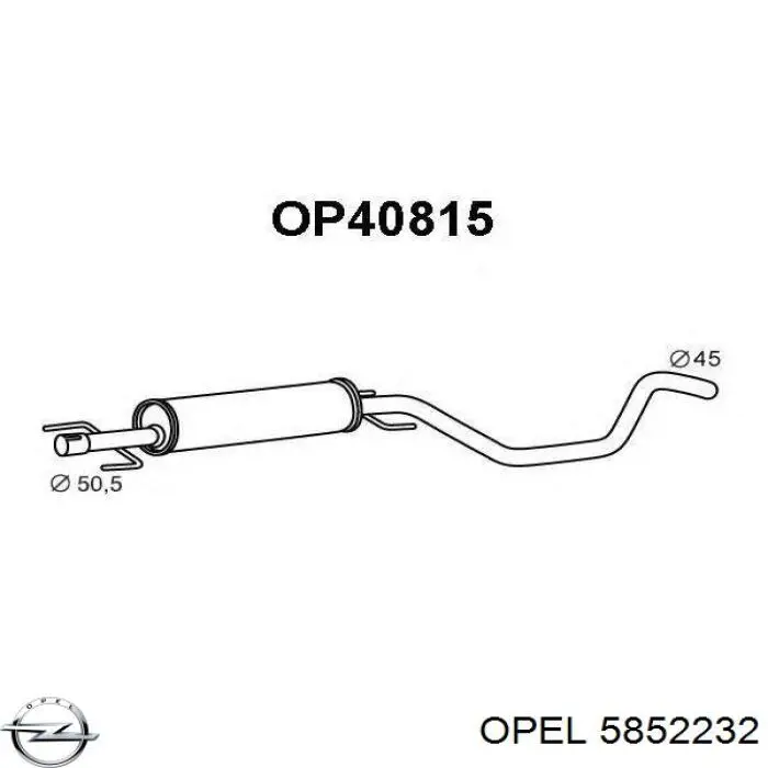 5852232 Opel глушник, центральна частина