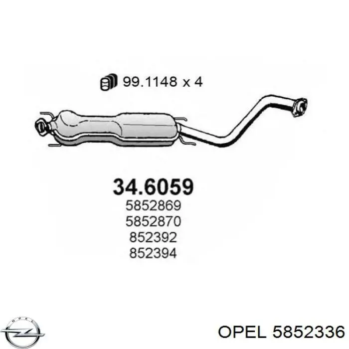 Купити 5852336 Opel Вихлоп