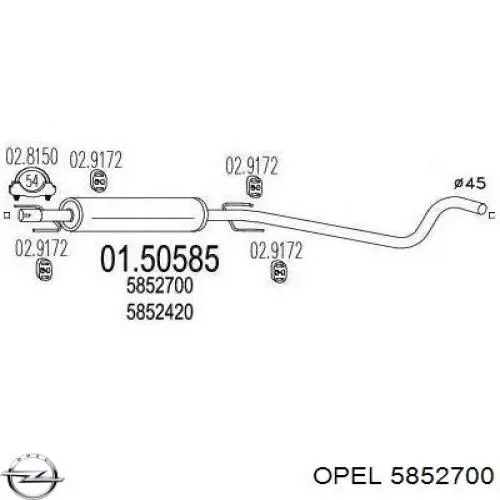 Глушник, центральна частина Opel 5852421