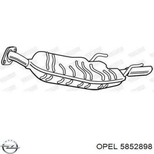 Глушник, задня частина 5852898 Opel