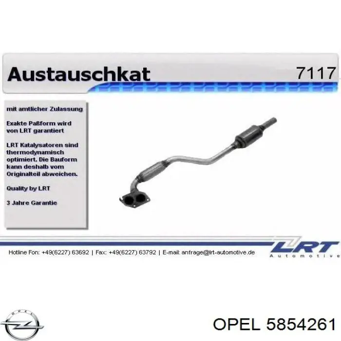 5854261 Opel Труба приймальна (штани) глушника, передня