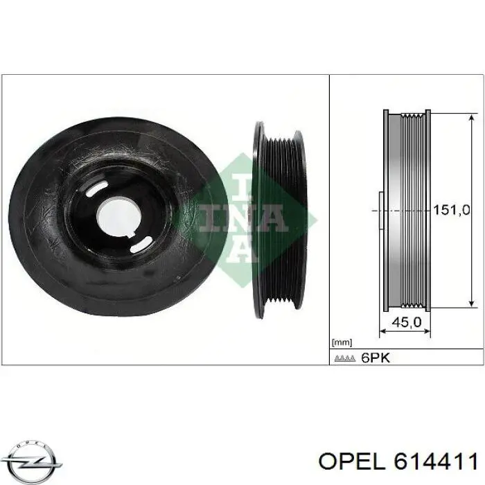 Шків колінвала (демпфер ) Opel 614411 ціна, від 84.74 USD