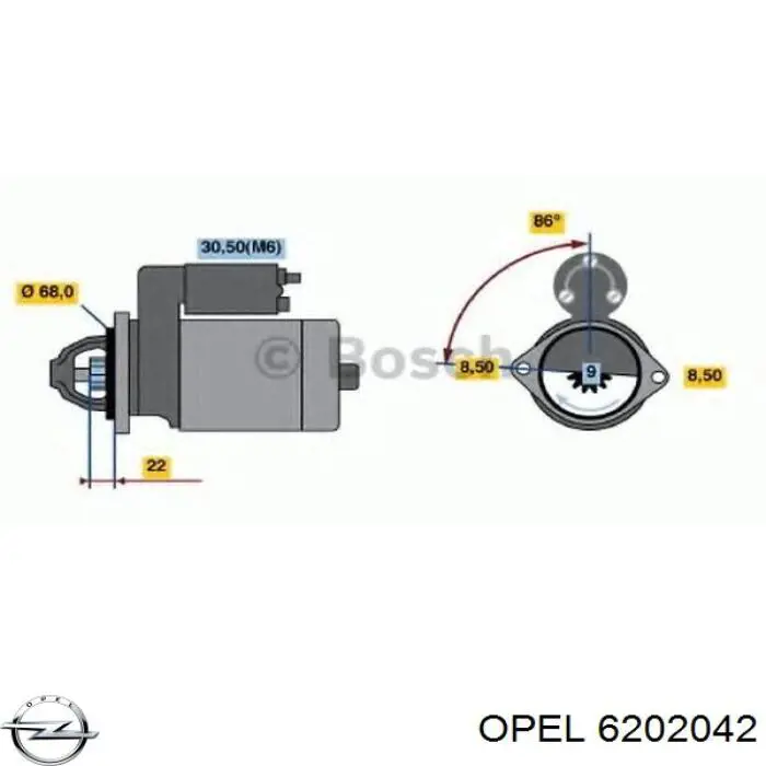 6202042 Opel стартер