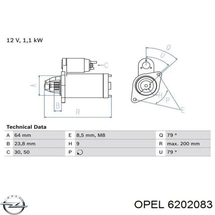 Стартер Opel 6202083 ціна, від 39.41 USD