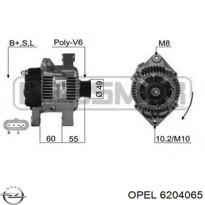 6204065 Opel Авто генератор