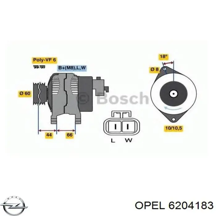 Генератор Opel 6204183 ціна, від 178.64 USD