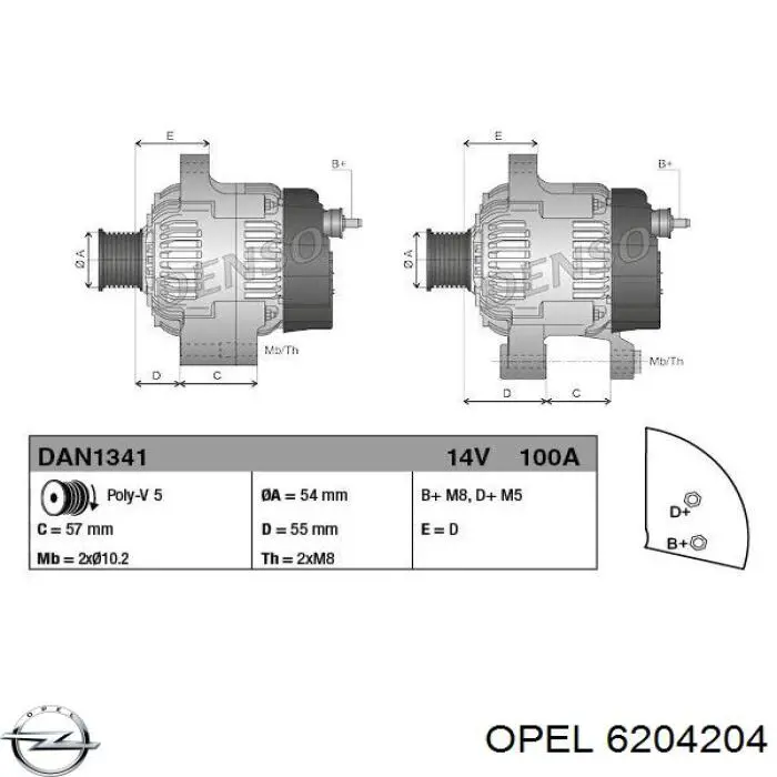 6204204 Opel генератор