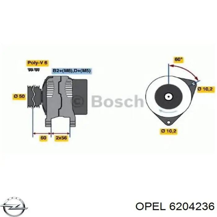 6204236 Opel генератор