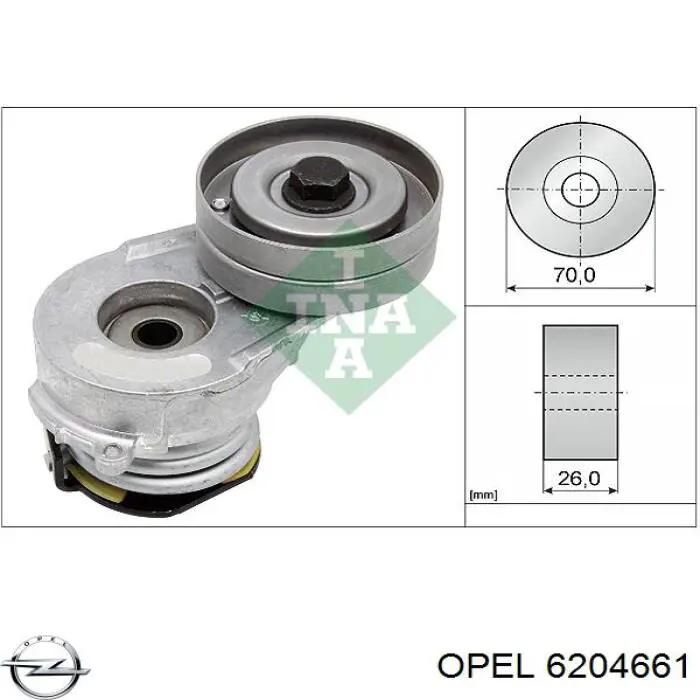 Купити 6204661 Opel Натягувач приводного ременя