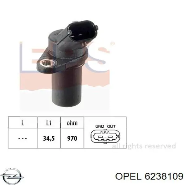 Датчик колінвала 6238109 Opel