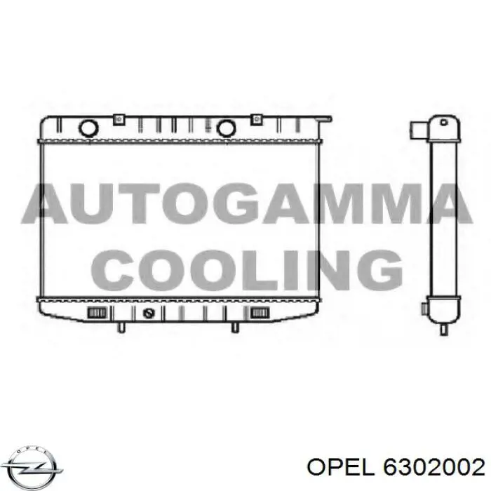 Радіатор охолодження двигуна 6302002 Opel