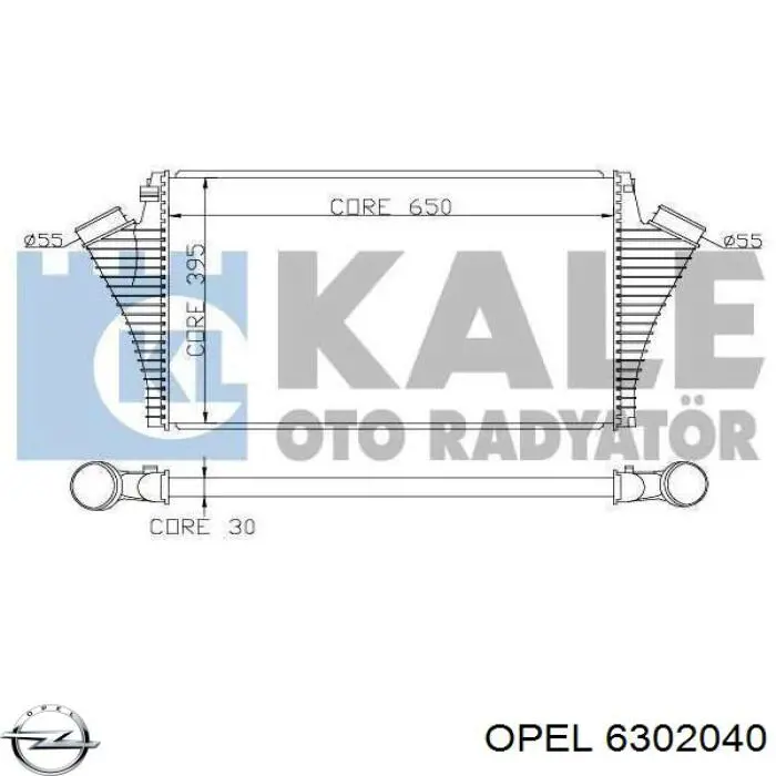 Радіатор интеркуллера 6302040 Opel