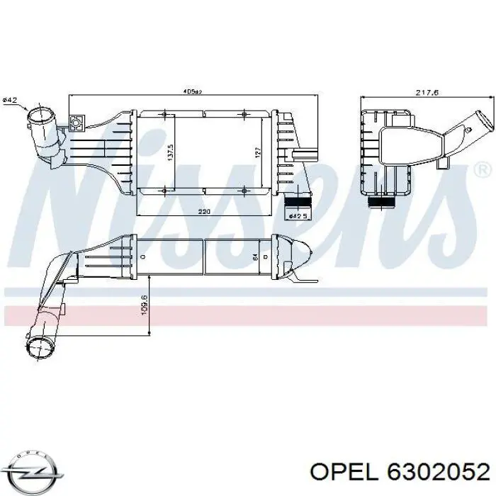 Купити 6302052 Opel Радіатор интеркуллера