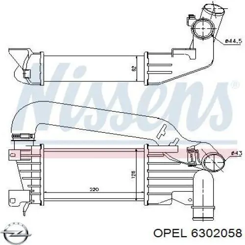 Радіатор інтеркулера Opel 6302058