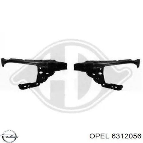 6312056 Opel супорт радіатора правий/монтажна панель кріплення фар