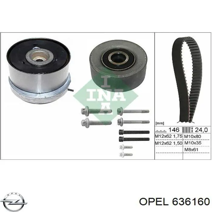 636160 Opel ролик натягувача ременя грм
