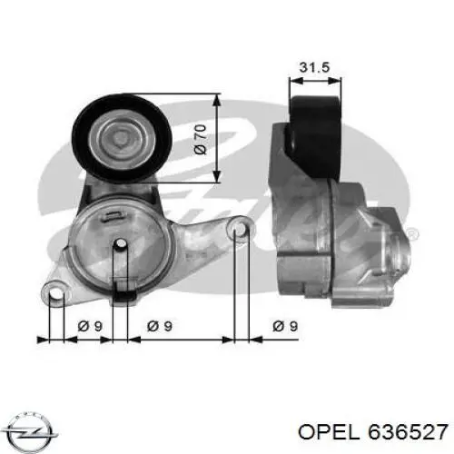 Ролик приводного ременя, паразитний 636527 Opel