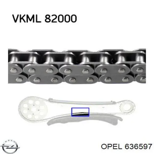 Ланцюг ГРМ, комплект Opel 636597 ціна, від 47.70 USD