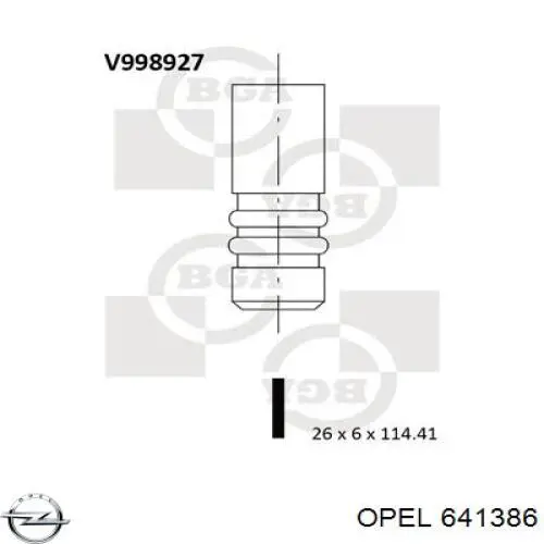 Купити 641386 Opel Клапан випускний