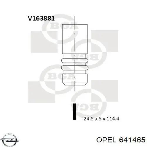 641465 Opel клапан випускний