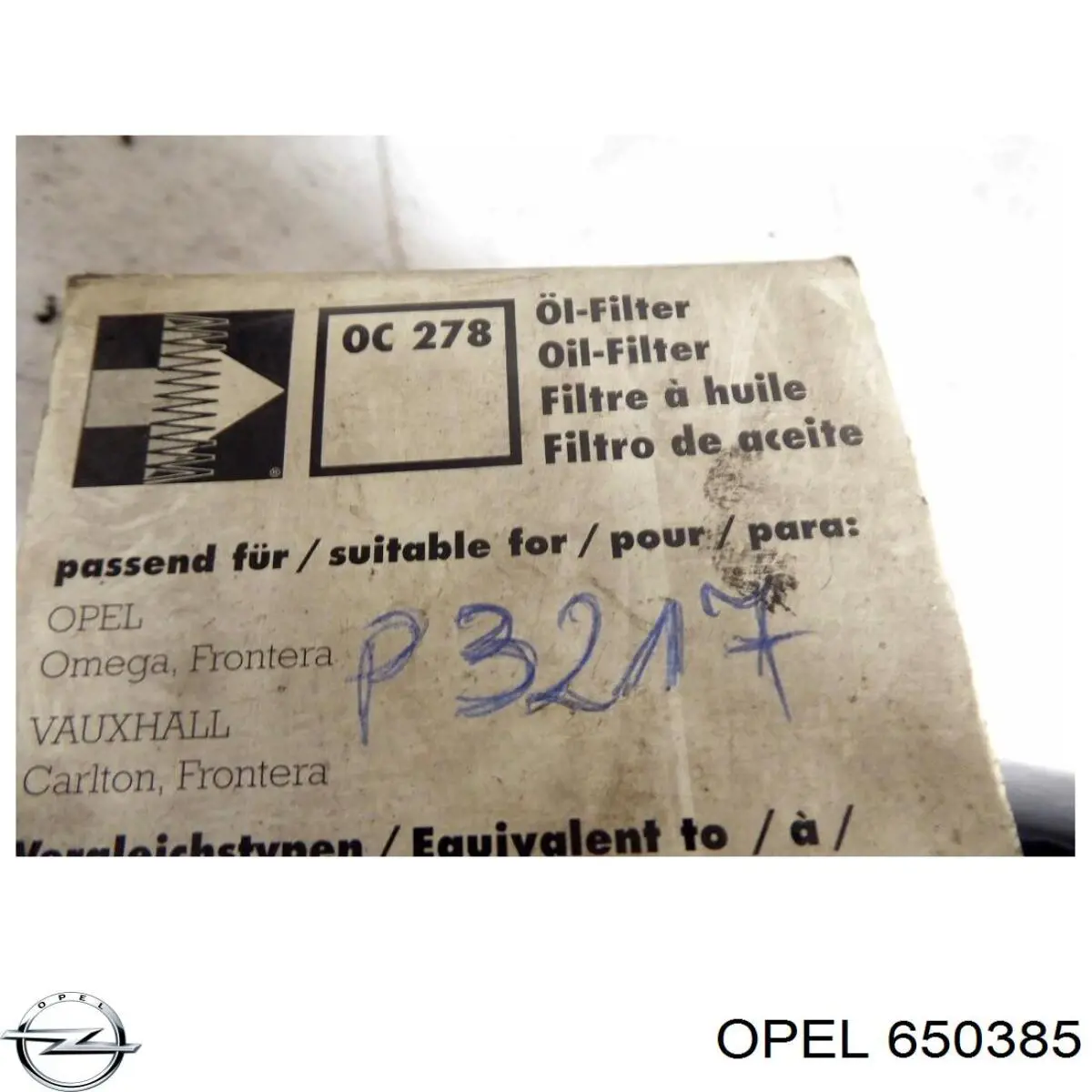 Масляний фільтр 650385 Opel