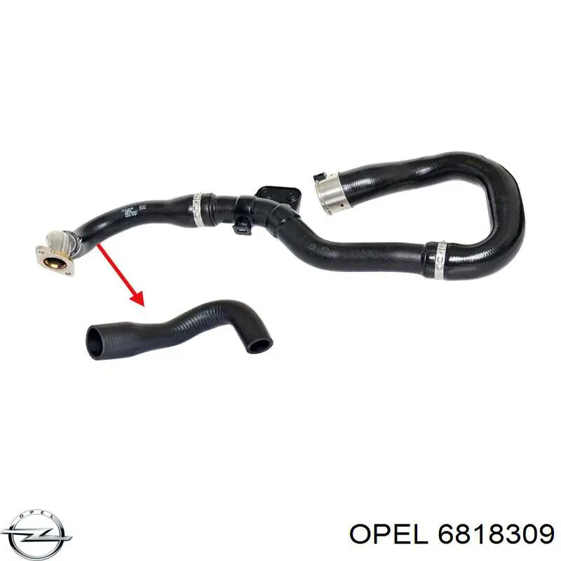 6818309 Opel Шланг радіатора опалювача/грубки, подача
