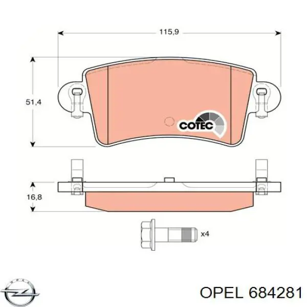 684281 Opel подушка (опора двигуна, передня)