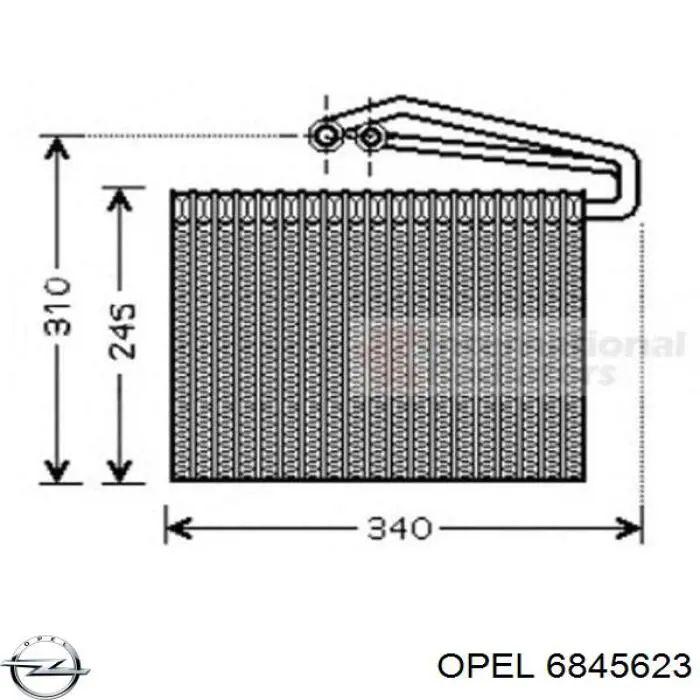 6845623 Opel радіатор кондиціонера салонний, випарник