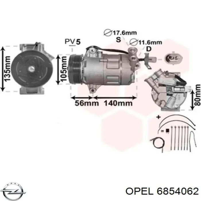 Компресор системи кондиціювання Opel 6854062 ціна, від 162.16 USD
