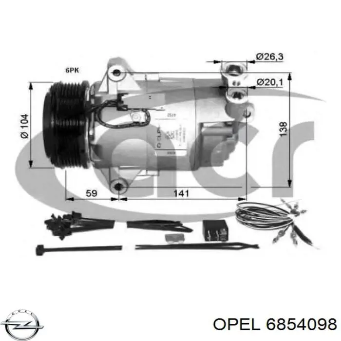 Компресор кондиціонера 6854098 Opel