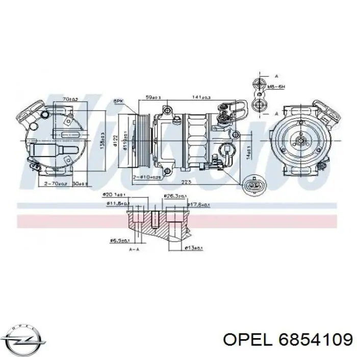 Компресор кондиціонера 6854109 Opel