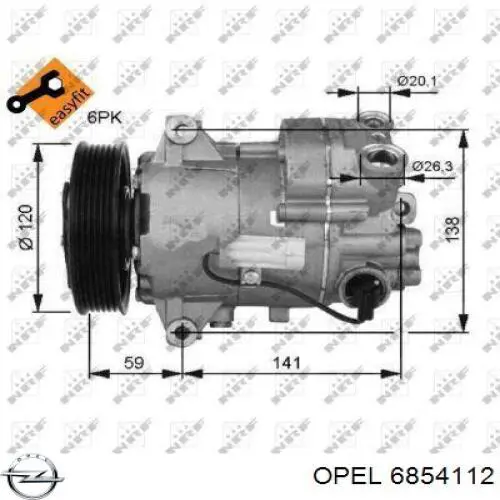 Купити 6854112 Opel Компресор кліматичної установки