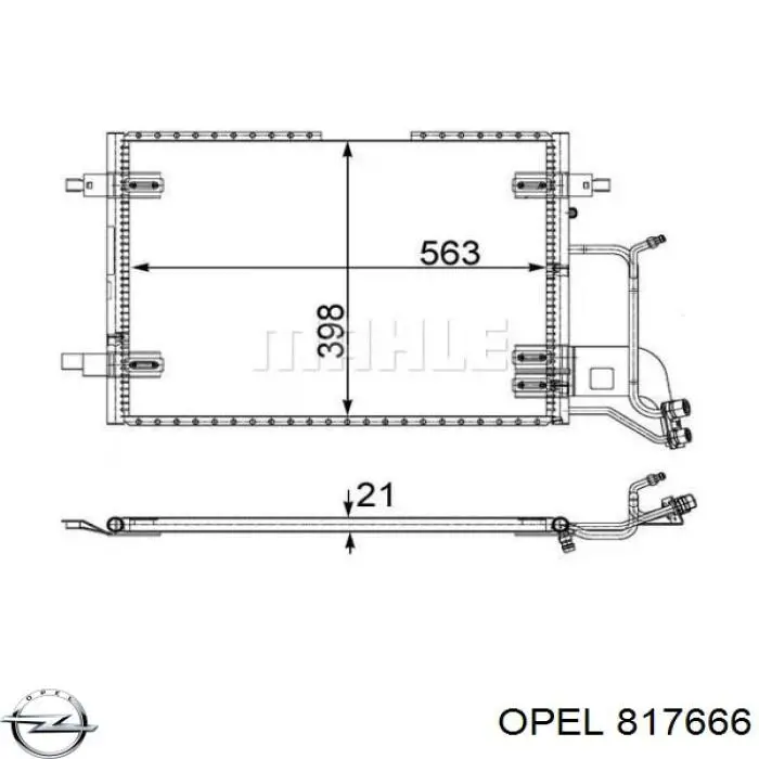817666 Opel радіатор масляний (холодильник, під фільтром)
