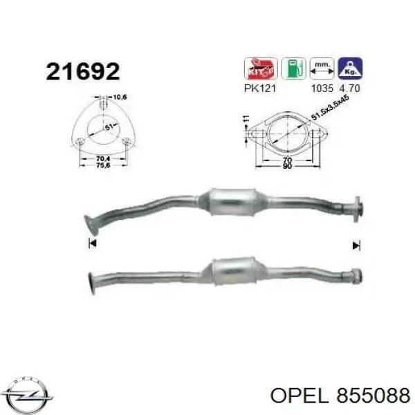 855088 Opel Каталітичний нейтралізатор відпрацьованих газів