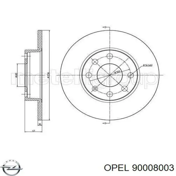 Диск гальмівний передній 90008003 Opel