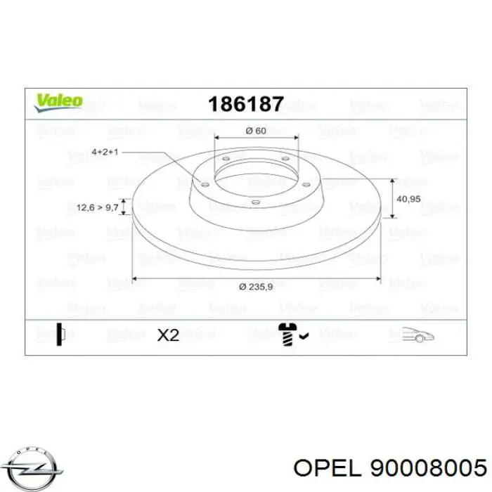 Купити 90008005 Opel Ротор гальмівний