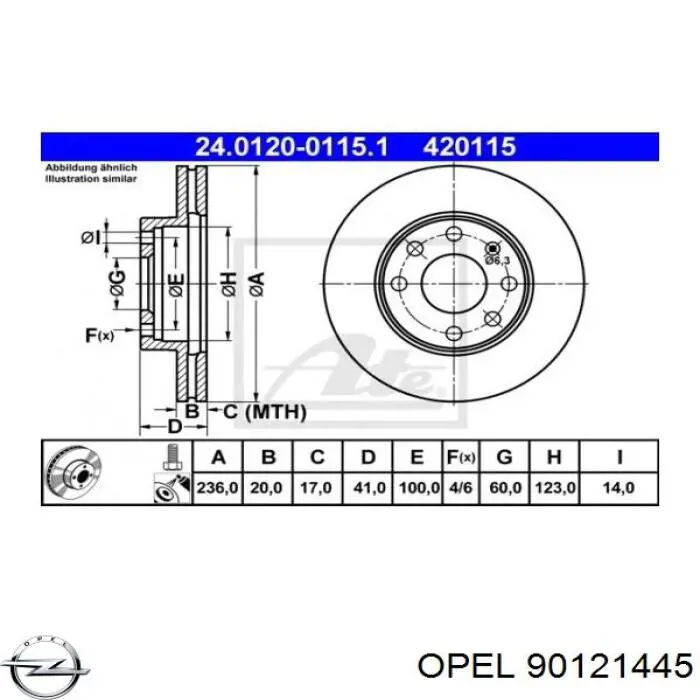 Купити 90121445 Opel Ротор гальмівний