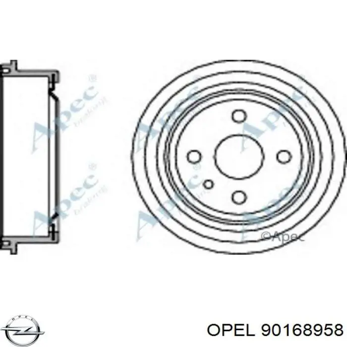 Барабан гальмівний задній Opel 90168958 ціна, від 20.38 USD