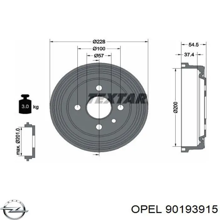 Барабан гальмівний задній Opel 90193915 ціна, від 20.29 USD