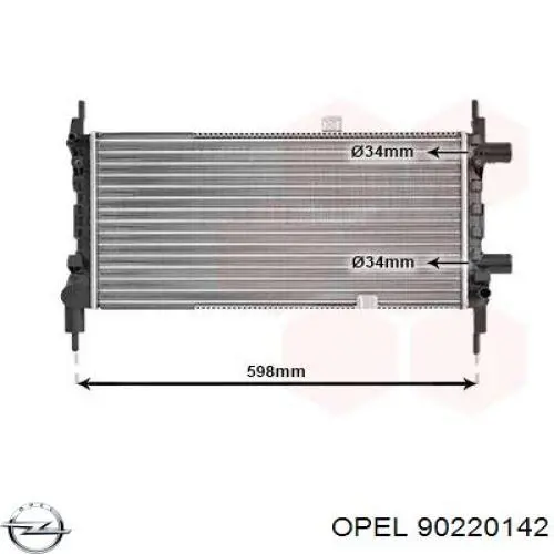 90220142 Opel Радіатор охолодження двигуна