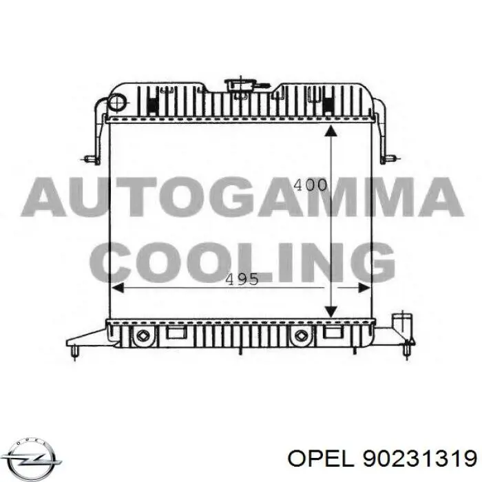 Радіатор охолодження двигуна 90231319 Opel