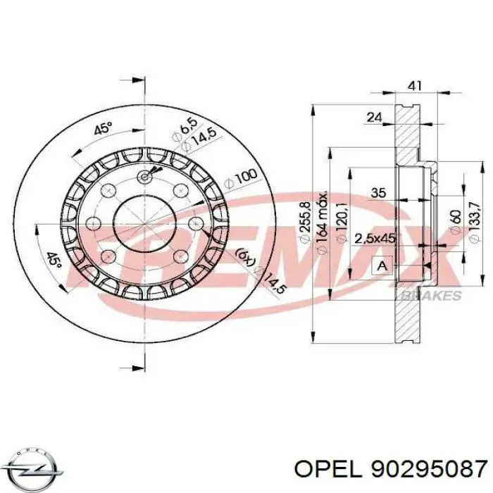 Гальмівні диски передні 90295087 Opel