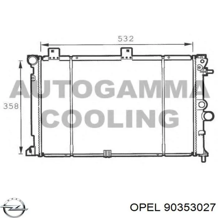 Радіатор охолодження двигуна 90353027 Opel