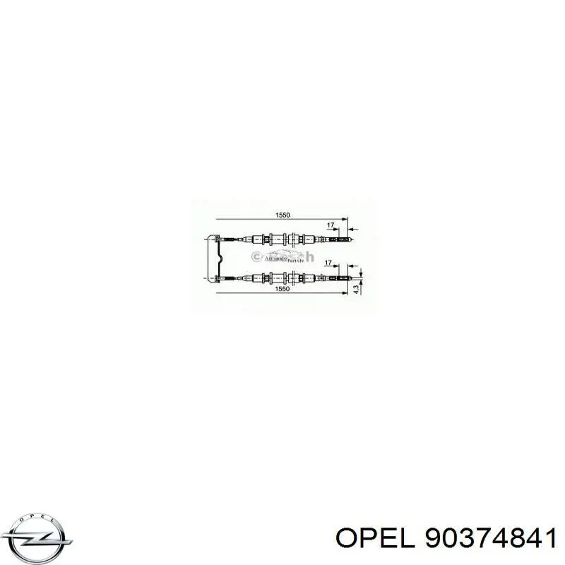 Трос ручного гальма задній, правий/лівий 90374841 Opel