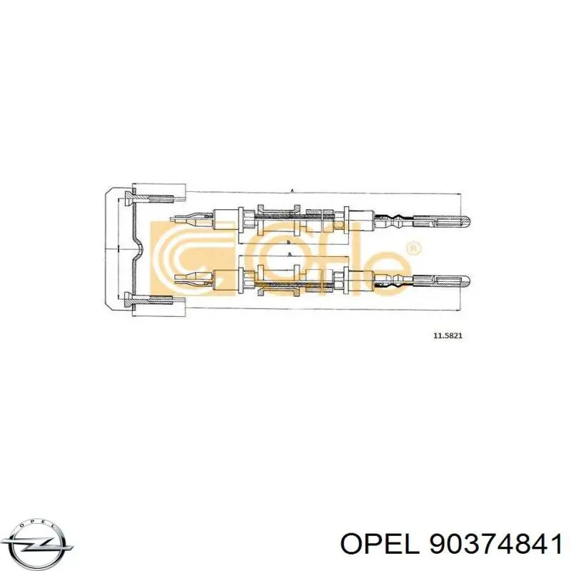 90374841 Opel Трос ручного гальма задній, правий/лівий