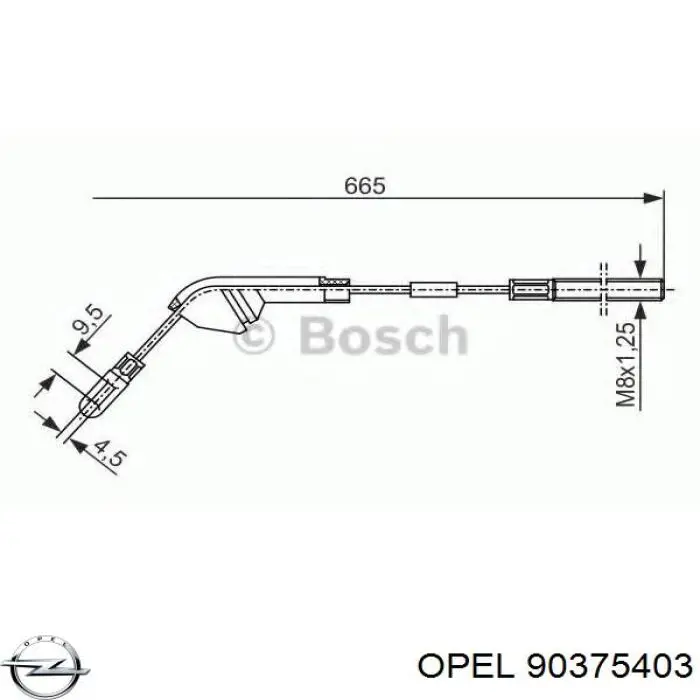 90375403 Opel Трос ручника задній лівий
