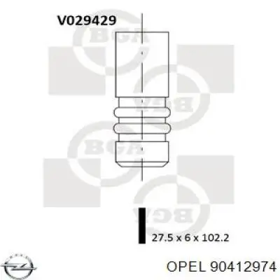 90412974 Opel клапан випускний